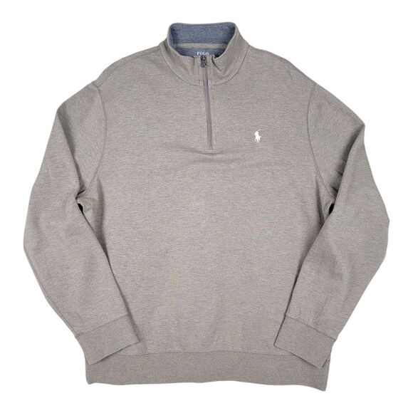 Polo Ralph Lauren Sweater Men's XL 1/4 Zip Pullover Beige Tan Preppy Stretch - Picture 2 of 6